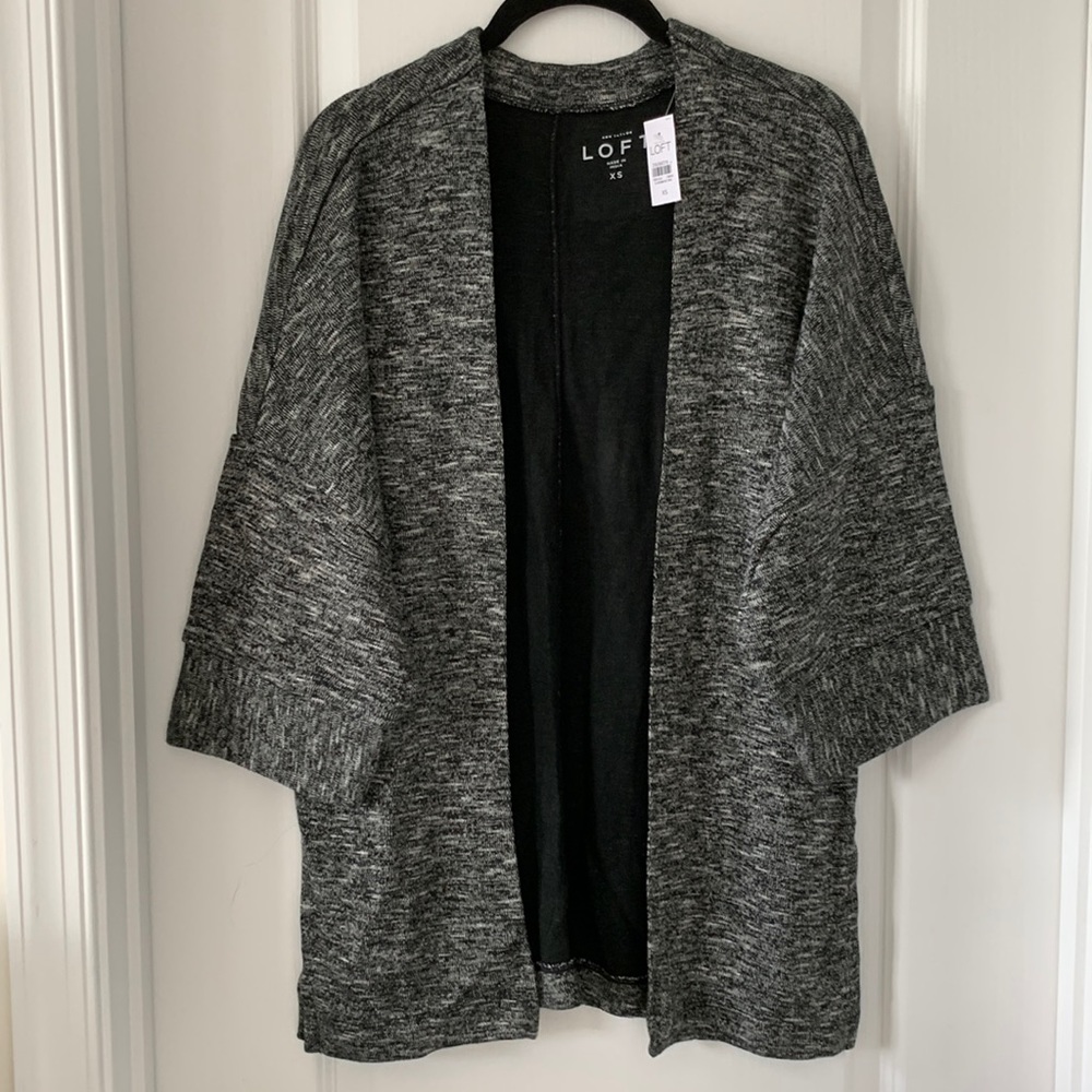 NWT LOFT Wide Kimono Drop Shoulder Sleeves Knit Open Cardigan Sweater Size XS